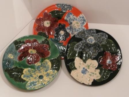 Flower bowl piped and finished with crystal glazes